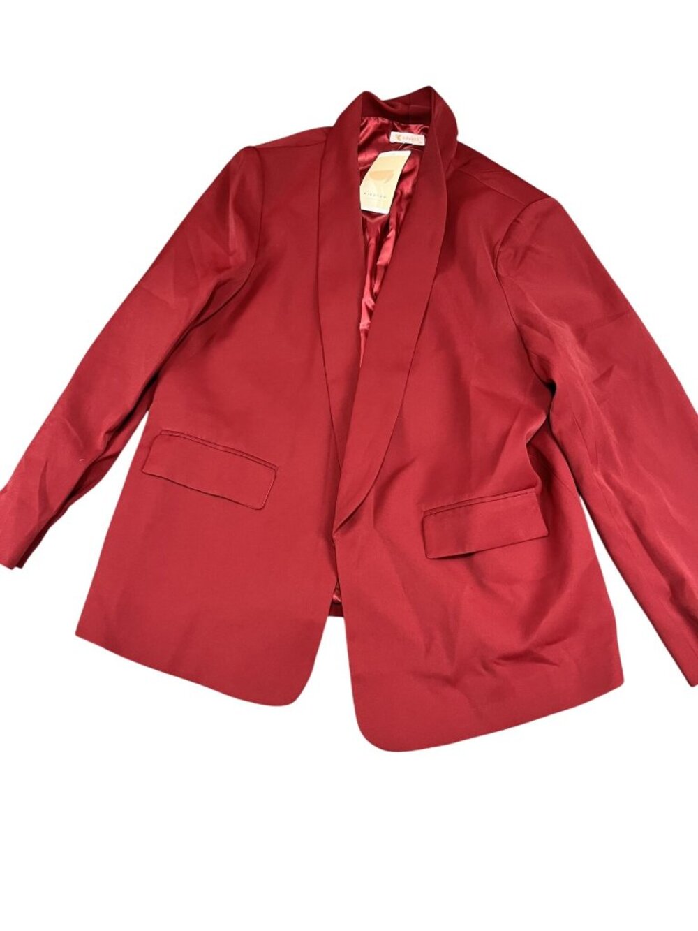 Kirundo Womens Red Shawl Collar Open Front Blazer Jacket XXL NWT